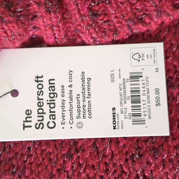 Sonoma Nwt Fall Cardigan L - Picture 4 of 4